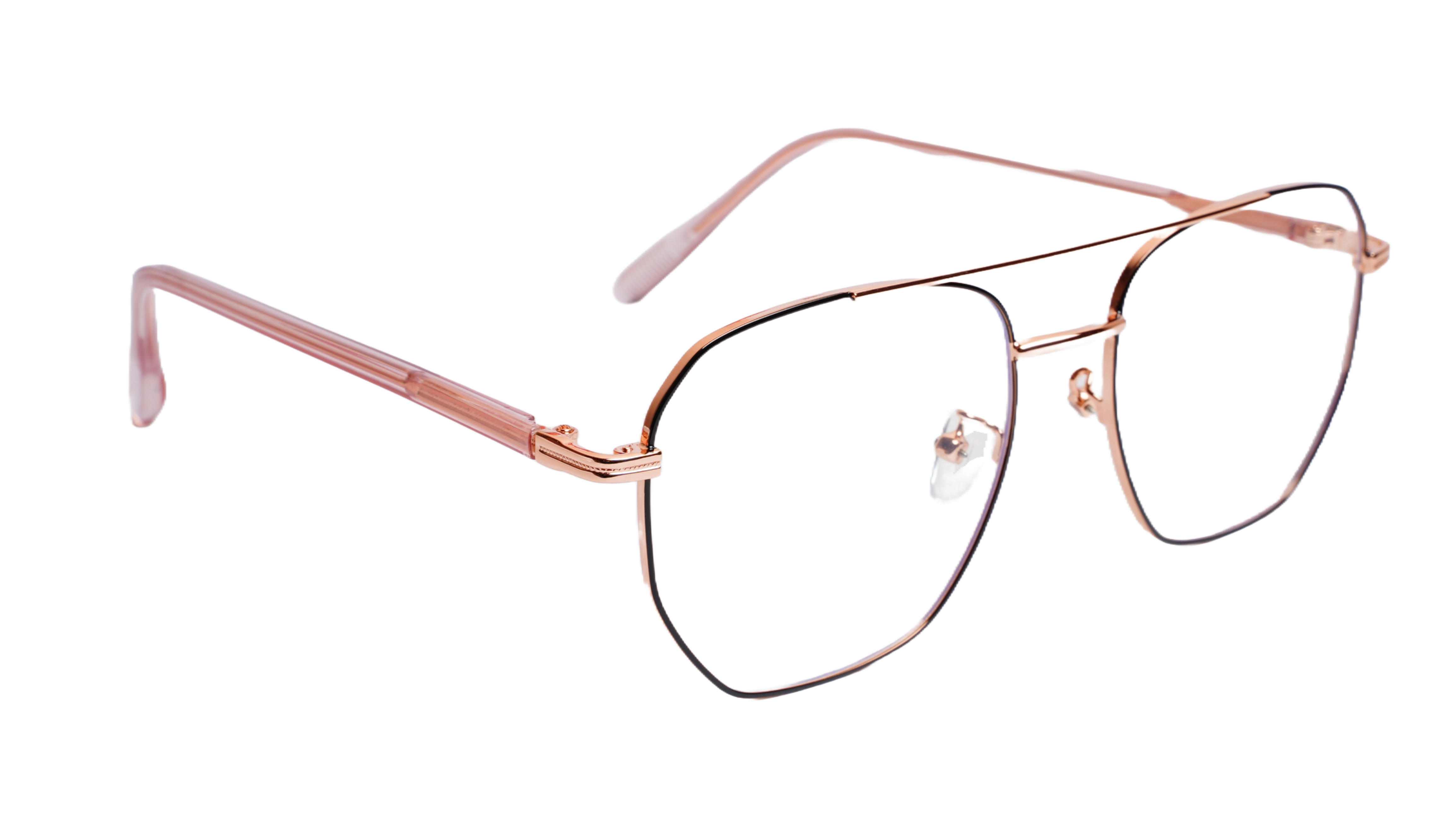 Soigné Unisex Large Pentagon Spectacle Frame.Golden&Black