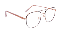 Soigné Unisex Large Pentagon Spectacle Frame.Golden&Black Soigné Unisex Large Pentagon Spectacle Frame.Golden&Black