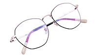 Unisex Pentagon Spectacle Frame. Black &Rose Gold Color Frame. Size-MEDIUM.