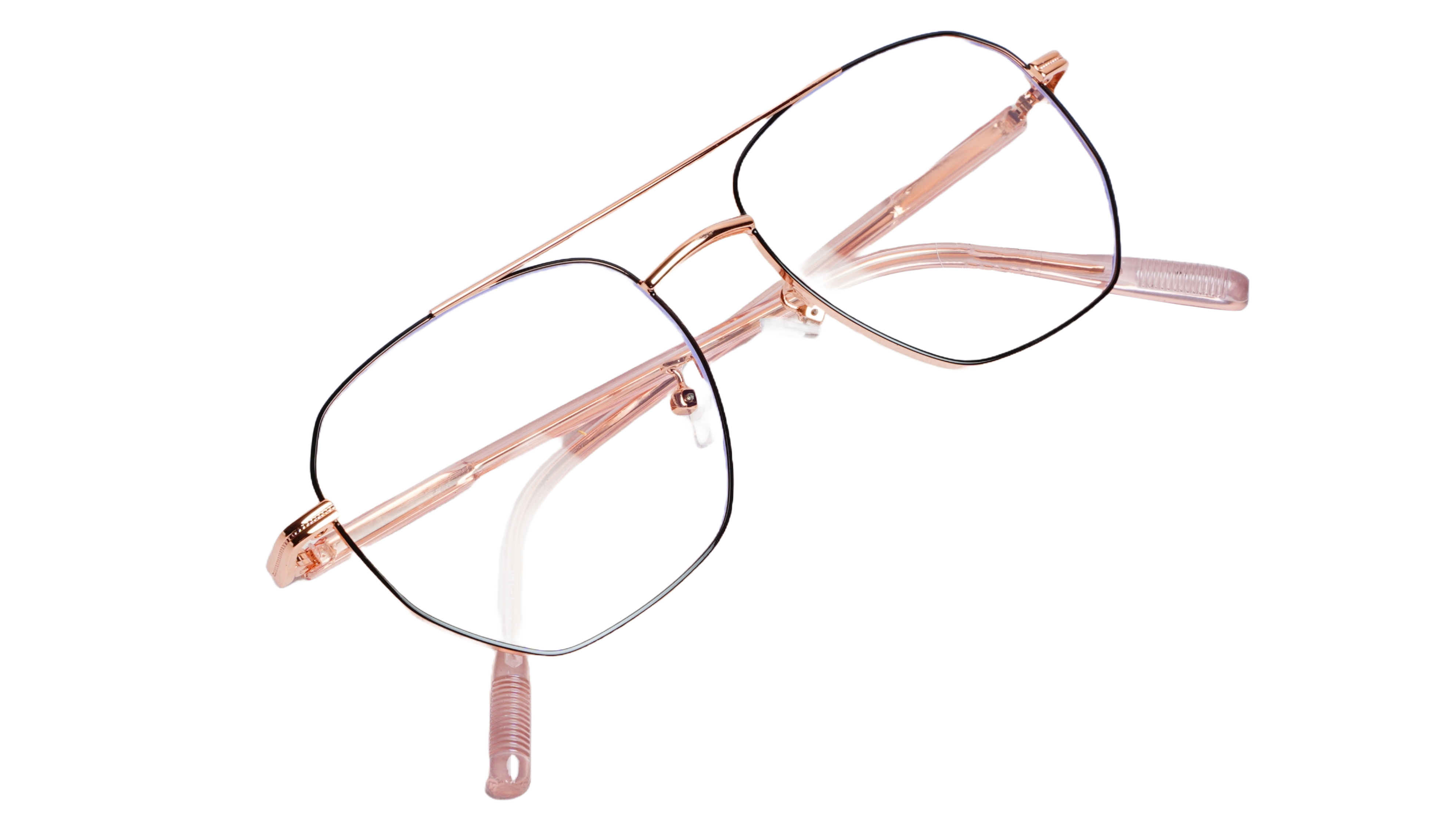 Soigné Unisex Large Pentagon Spectacle Frame.Golden&Black