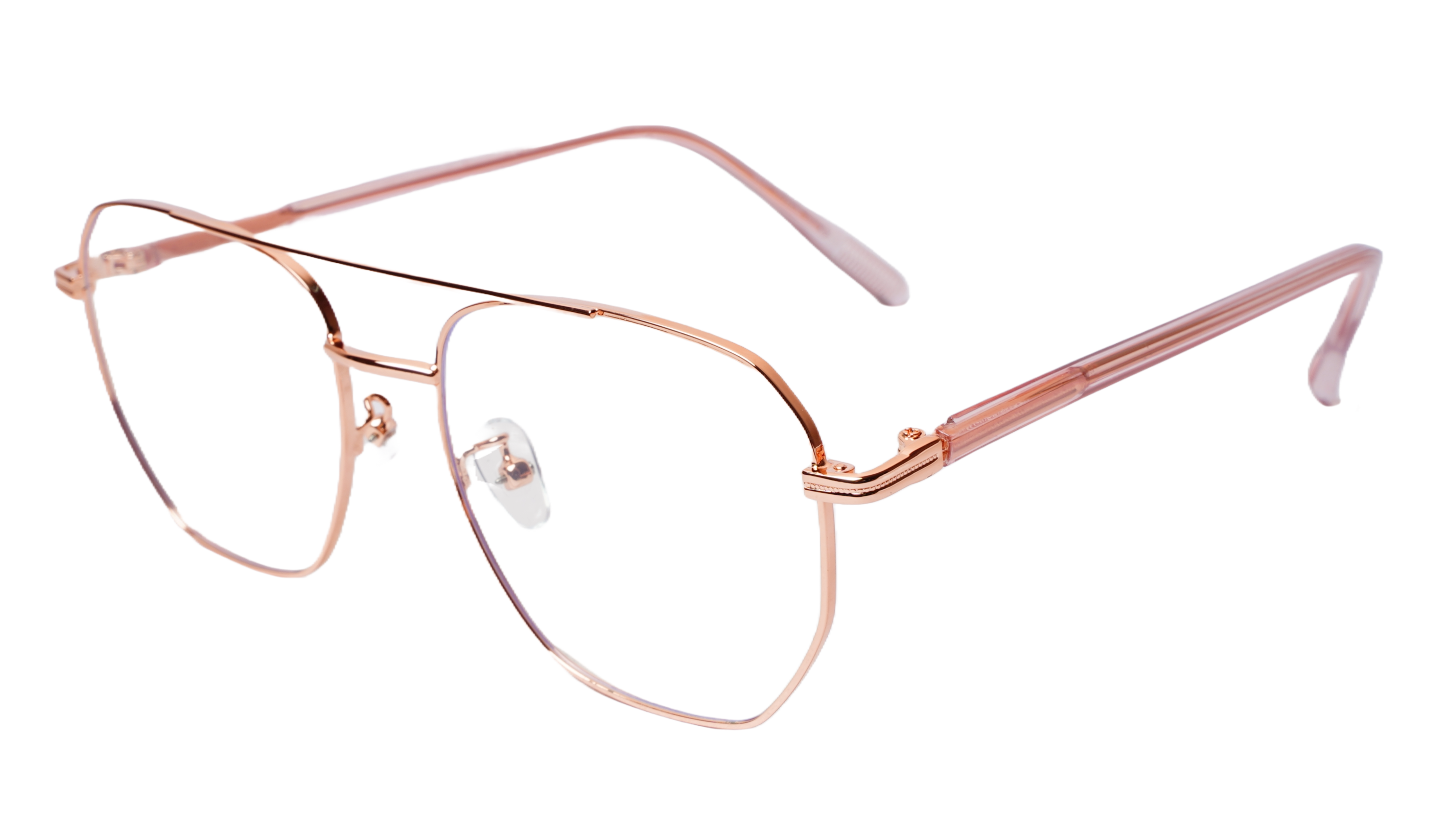 Soigné Unisex Large Pentagon Spectacle Frame.Rose Gold Color