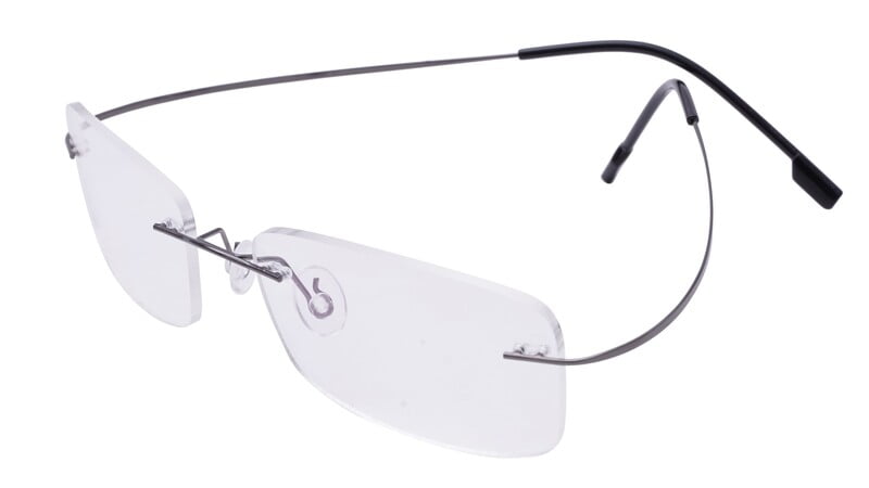 Unisex Rectangular Rimless Flexible Spectacle Frame. Grey Color Frame