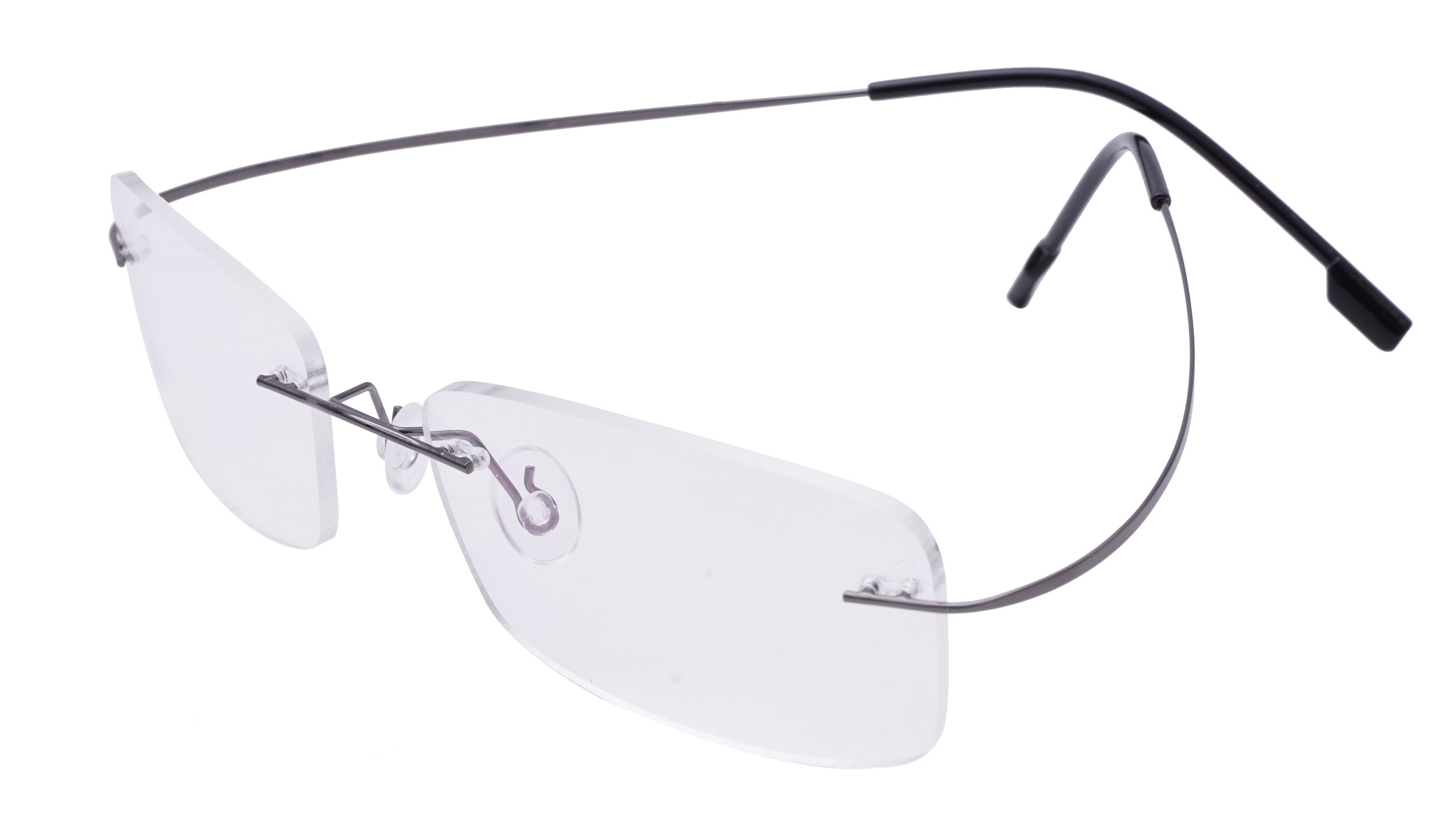 Unisex Rectangular Rimless Flexible Spectacle Frame. Grey Color Frame