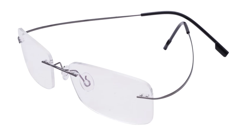 Unisex Rectangular Rimless Flexible Spectacle Frame. Grey Color Frame