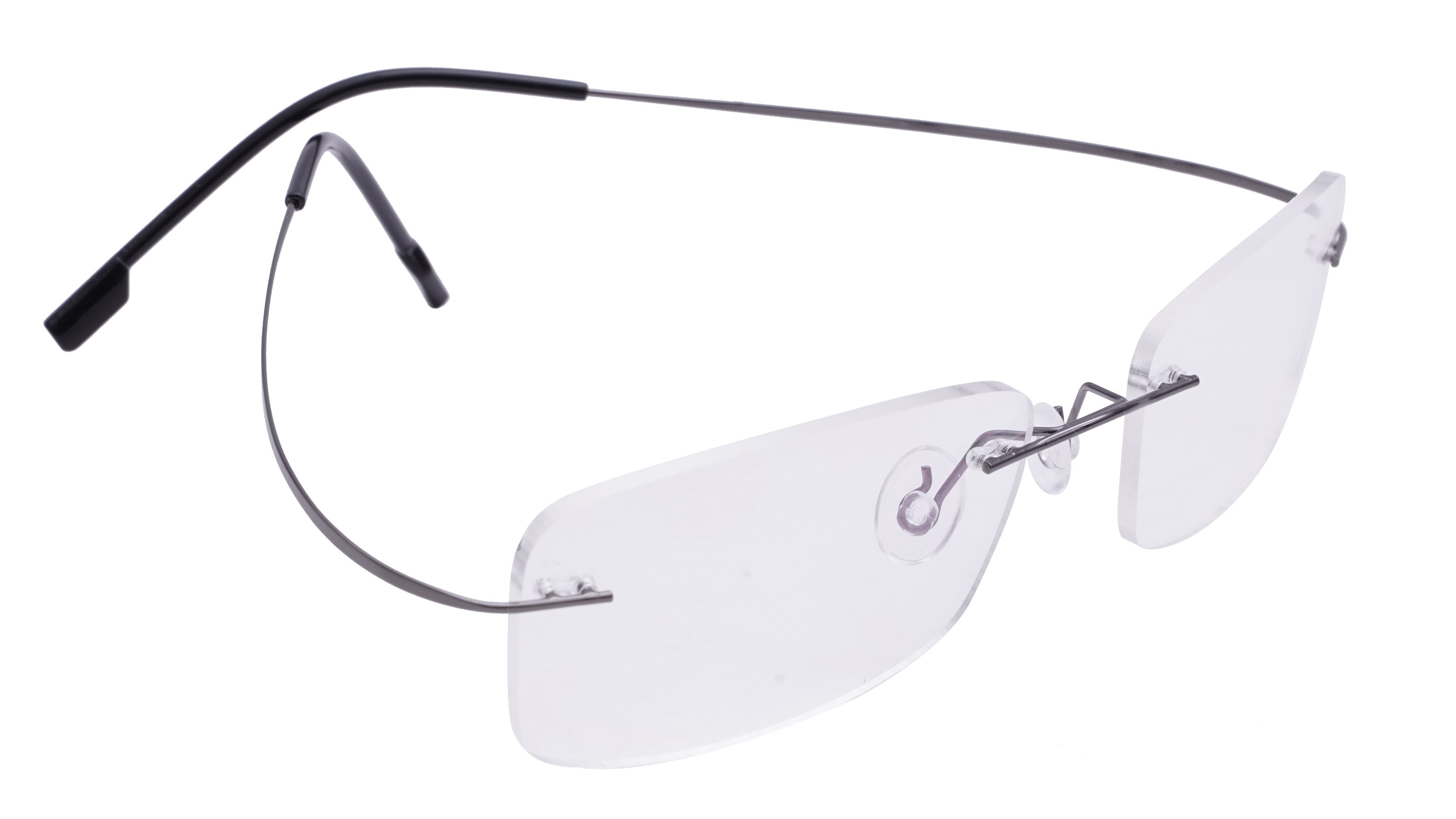 Unisex Rectangular Rimless Flexible Spectacle Frame. Grey Color Frame