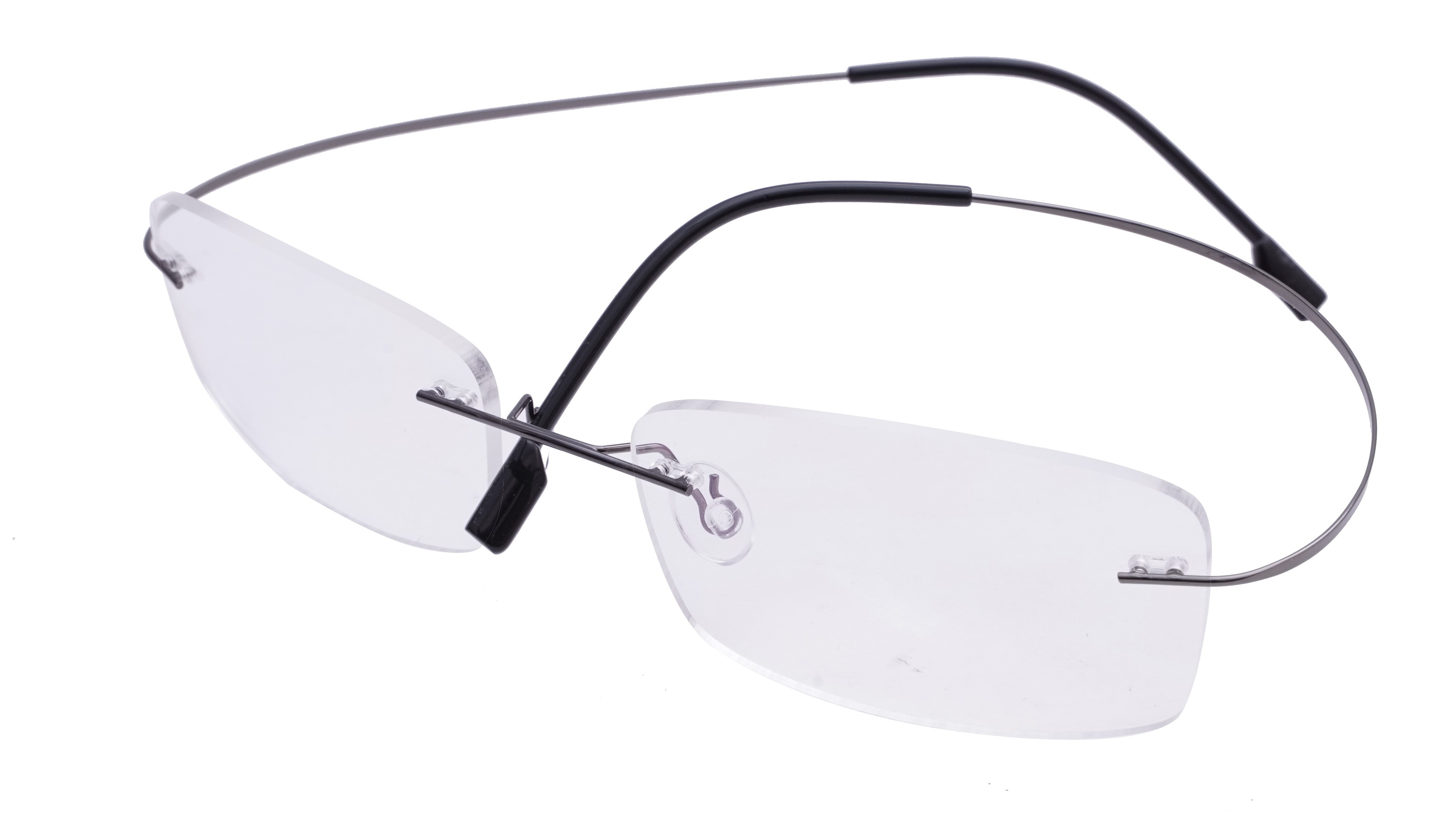 Unisex Rectangular Rimless Flexible Spectacle Frame. Grey Color Frame