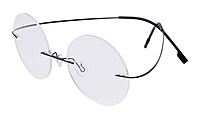Unisex Rimless Round Flexible Spectacle Frame. Black Color Metal Frame.