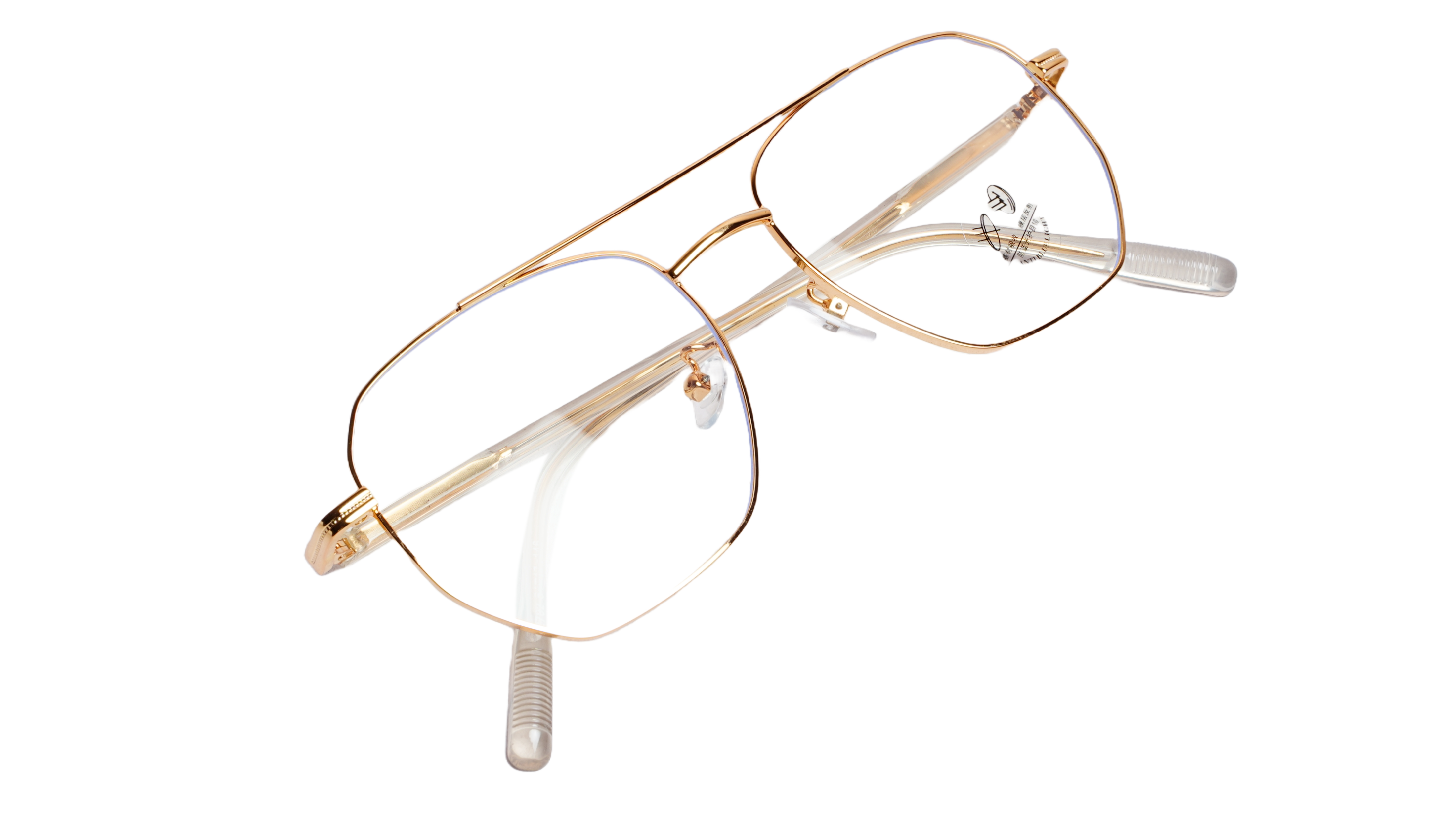 Soigné Unisex Large Pentagon Spectacle Frame.Golden Color Frame