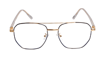 Soigné Unisex Large Pentagon Spectacle Frame.Gold&Black Frame Soigné Unisex Large Pentagon Spectacle Frame.Gold&Black Frame
