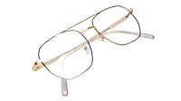 Soigné Unisex Large Pentagon Spectacle Frame.Gold&Black Frame Soigné Unisex Large Pentagon Spectacle Frame.Gold&Black Frame
