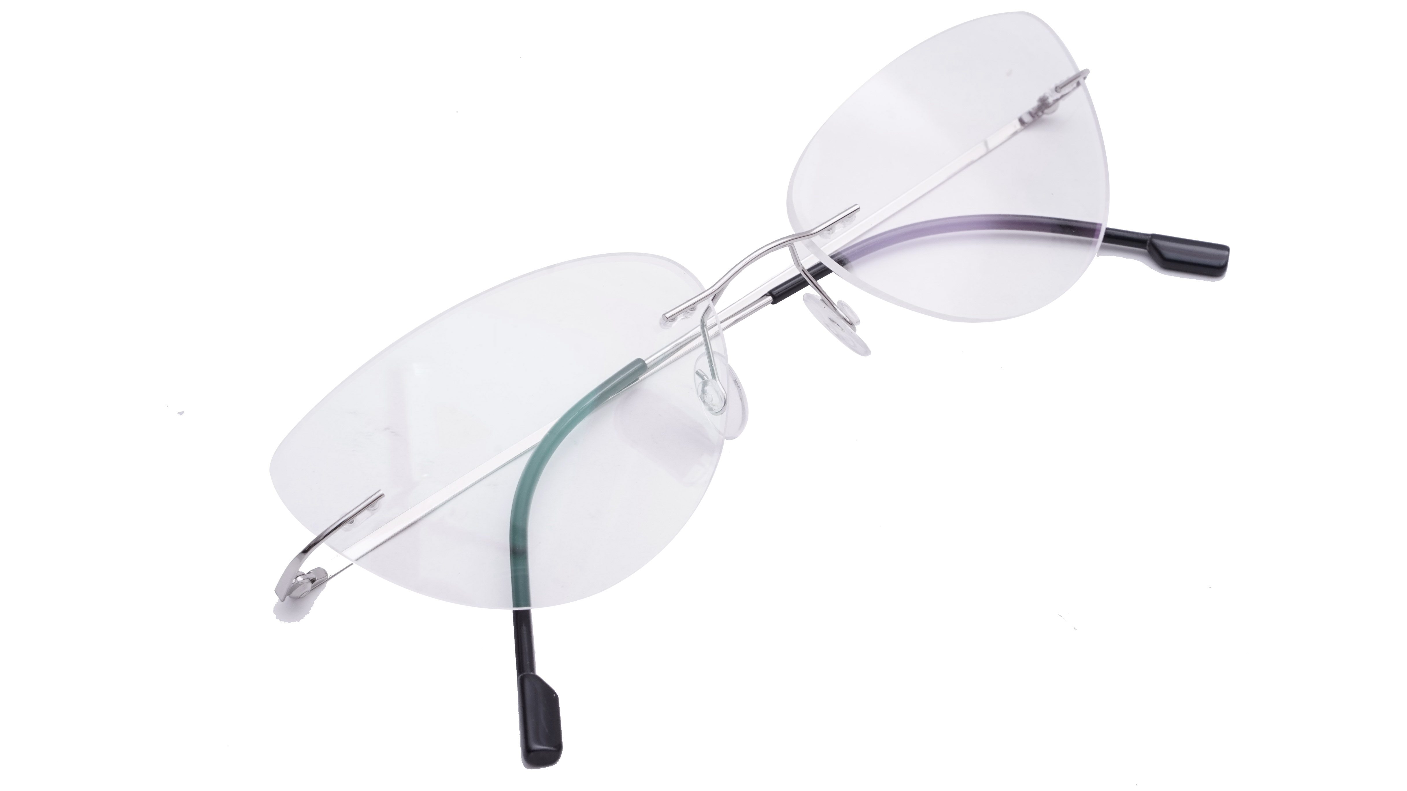 Soigné Female Medium Rimless Cat Eye Spectacle Frame.Black with Soigné Female Medium Rimless Cat Eye Spectacle Frame.Black