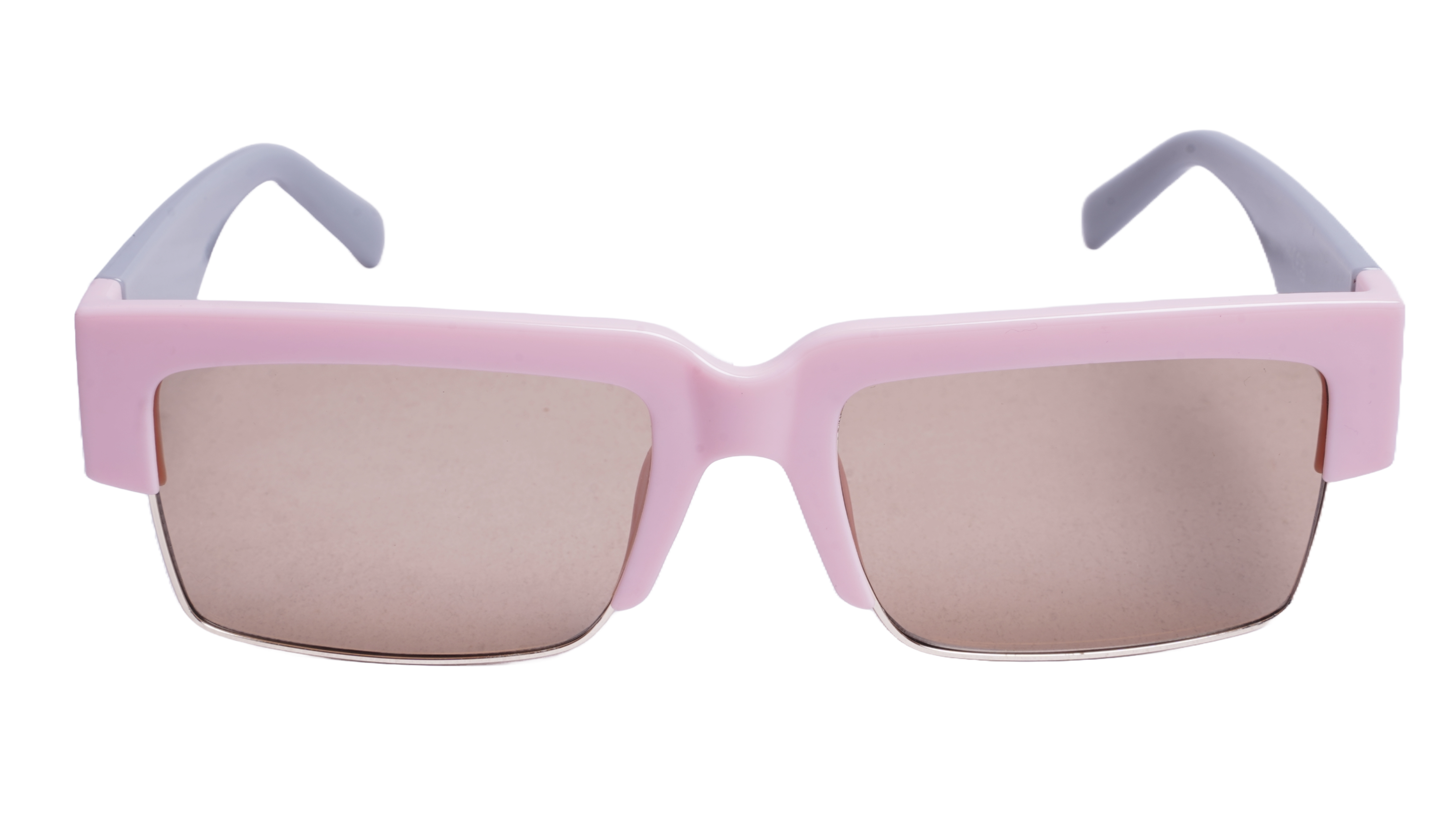 Soigné Female Large Half Rim Rectangular Sunglasses.Pink