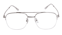 Soigné Unisex Large Half Rimmed Square Spectacle Frame.Silver Soigné Unisex Large Half Rimmed Square Spectacle Frame.Silver
