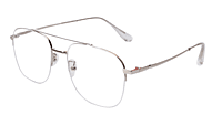 Soigné Unisex Large Half Rimmed Square Spectacle Frame.Silver Soigné Unisex Large Half Rimmed Square Spectacle Frame.Silver