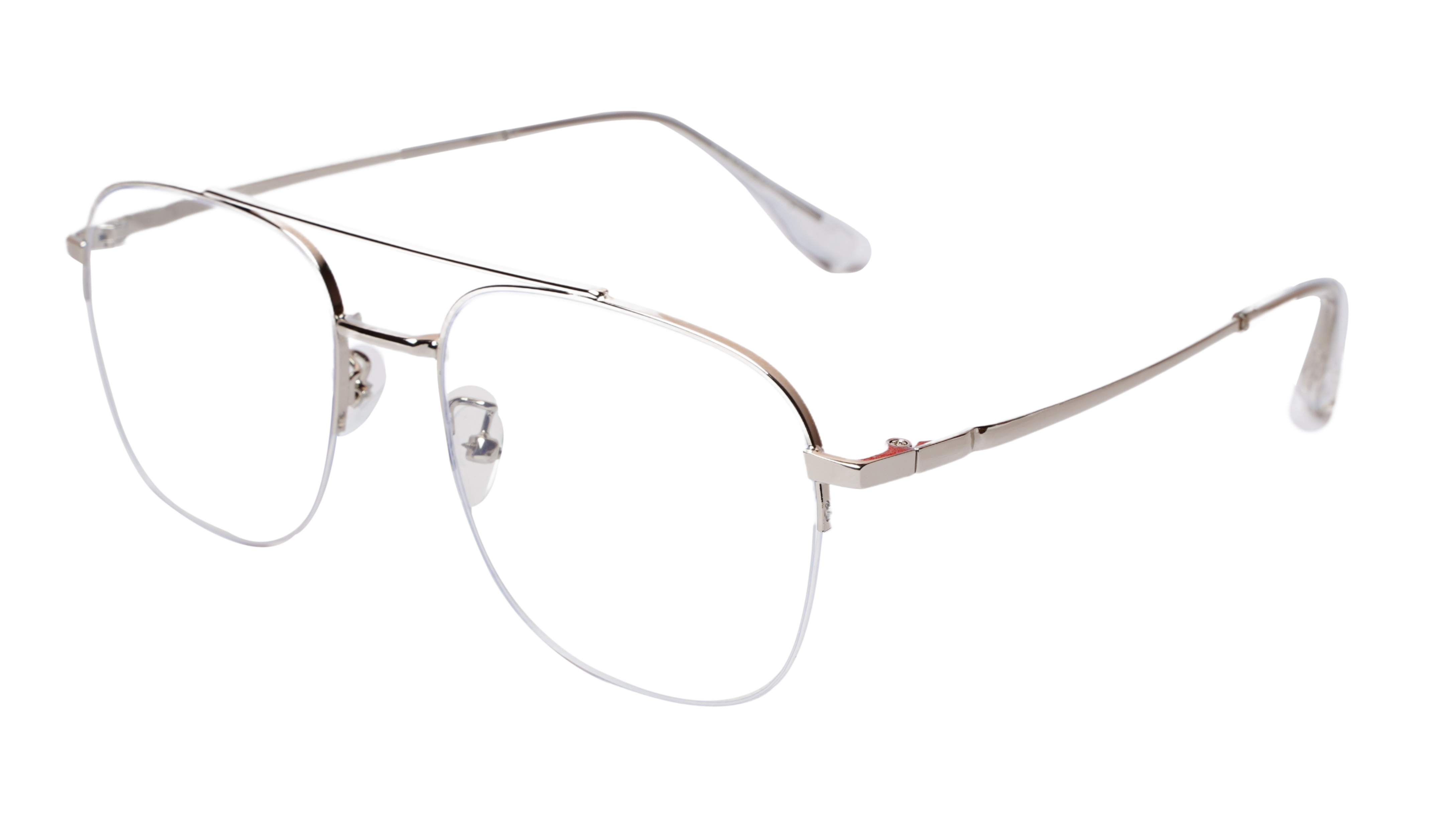Soigné Unisex Large Half Rimmed Square Spectacle Frame.Silver