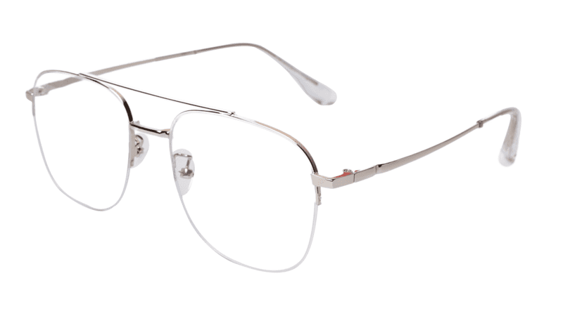 Soigné Unisex Large Half Rimmed Square Spectacle Frame.Silver Soigné Unisex Large Half Rimmed Square Spectacle Frame.Silver