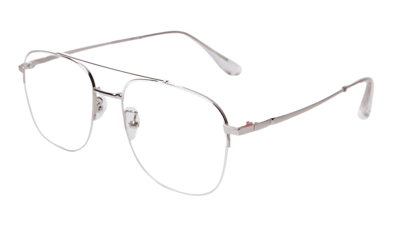 Soigné Unisex Large Half Rimmed Square Spectacle Frame.Silver