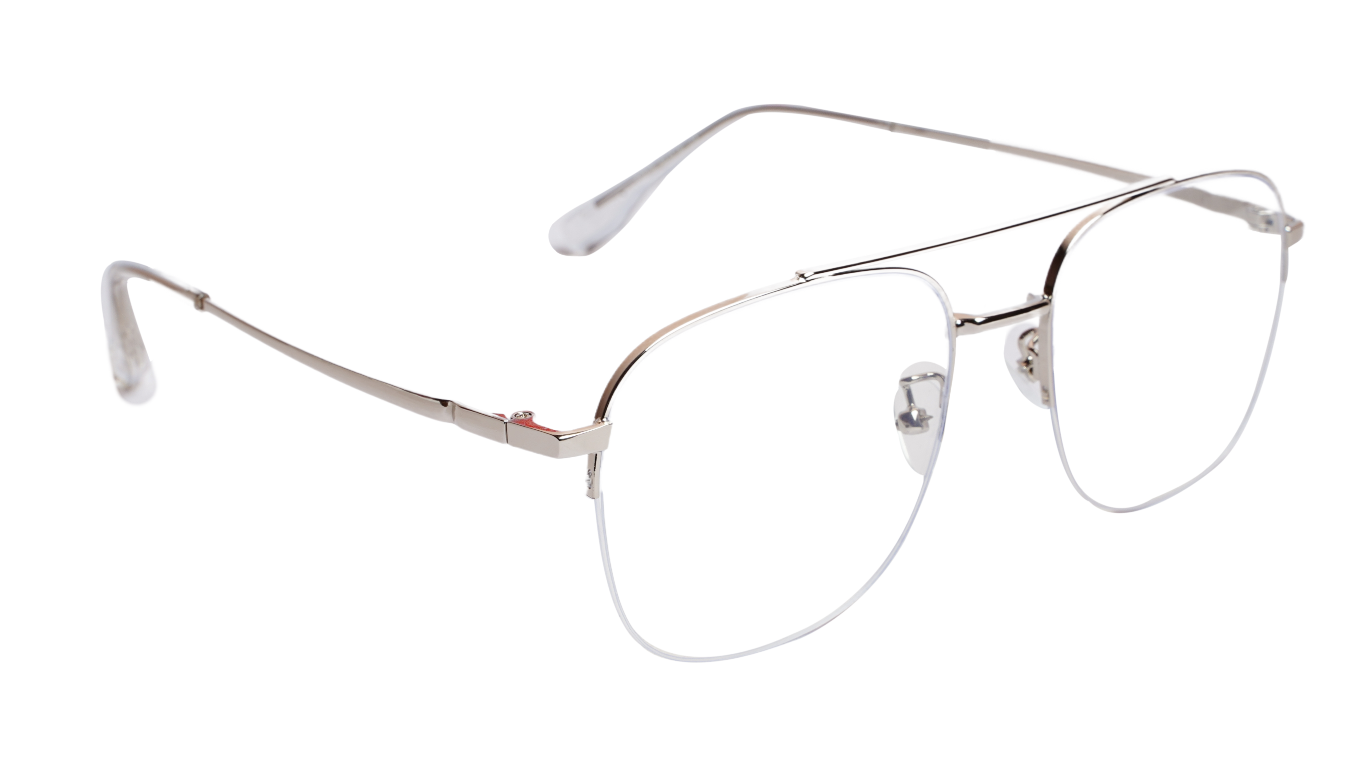 Soigné Unisex Large Half Rimmed Square Spectacle Frame.Silver
