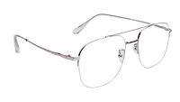 Soigné Unisex Large Half Rimmed Square Spectacle Frame.Silver Soigné Unisex Large Half Rimmed Square Spectacle Frame.Silver