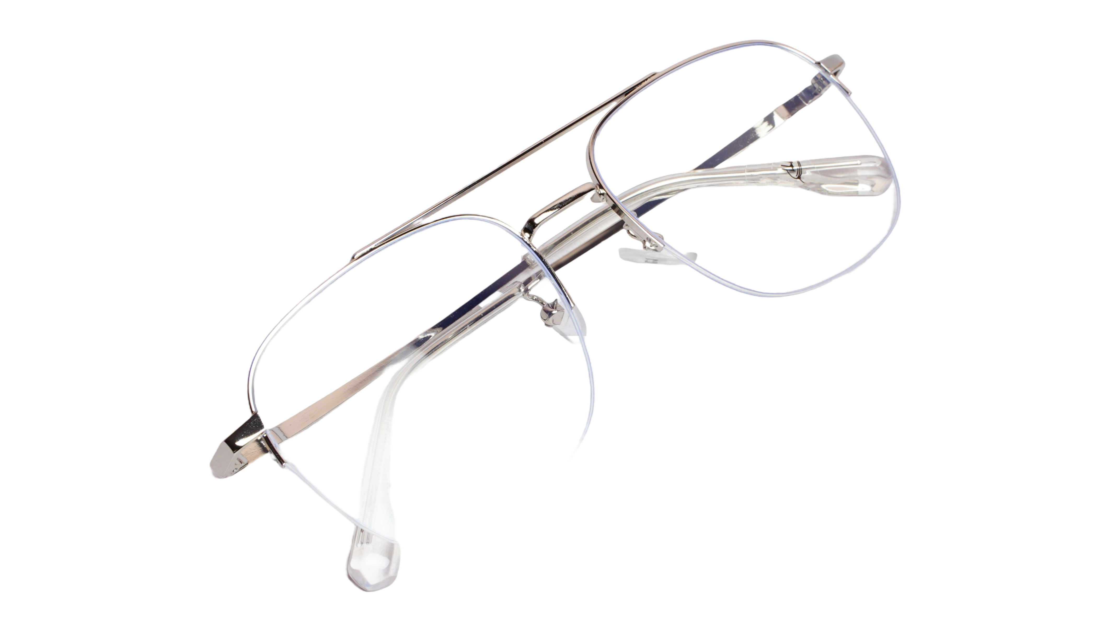 Soigné Unisex Large Half Rimmed Square Spectacle Frame.Silver