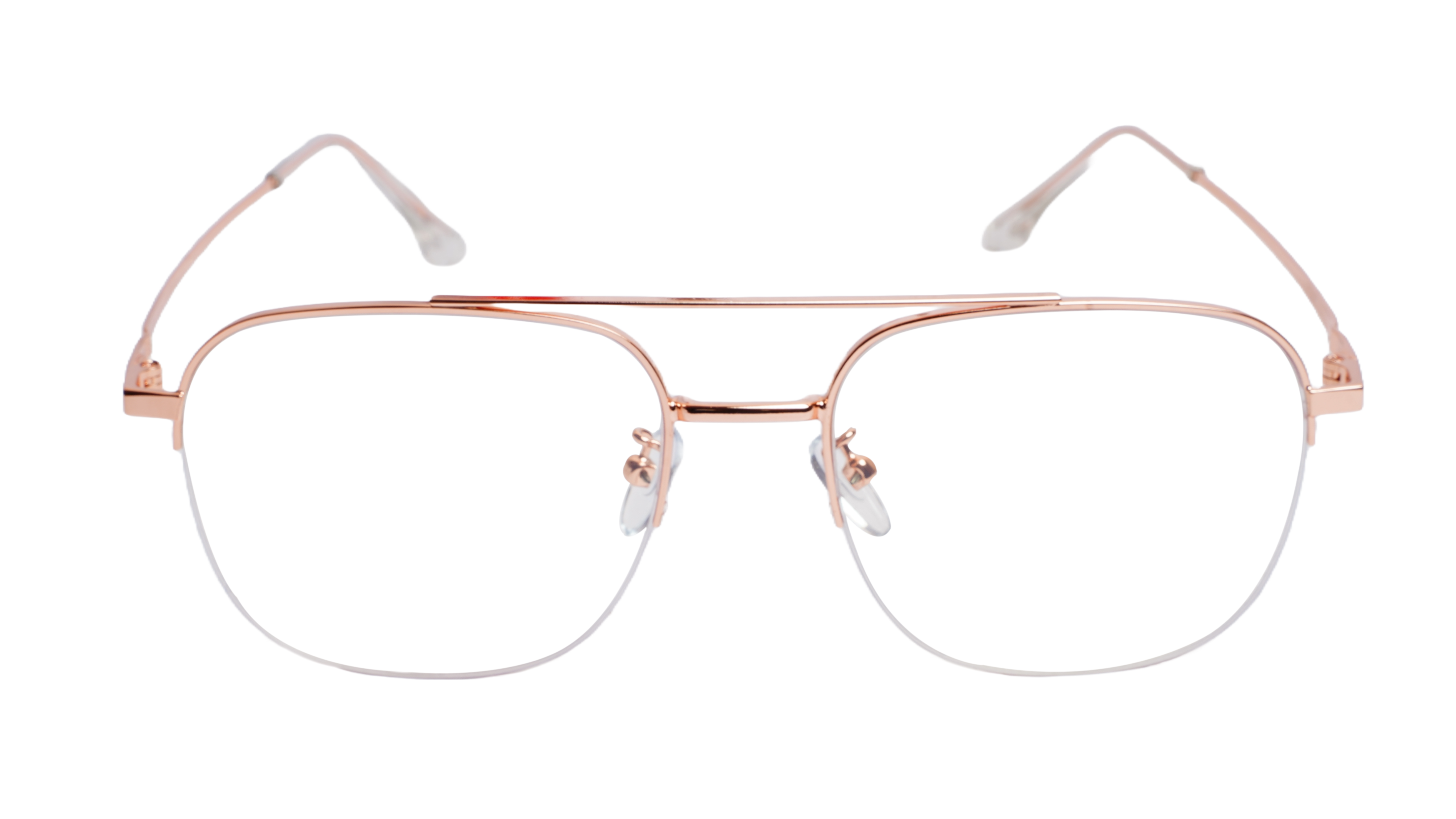 Soigné Unisex Large Half Rimmed Square Spectacle Frame.Rose Gold
