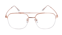 Soigné Unisex Large Half Rimmed Square Spectacle Frame.Rose Gold Soigné Unisex Large Half Rimmed Square Spectacle Frame.Rose Gold