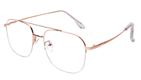 Soigné Unisex Large Half Rimmed Square Spectacle Frame.Rose Gold Soigné Unisex Large Half Rimmed Square Spectacle Frame.Rose Gold