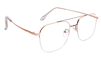 Soigné Unisex Large Half Rimmed Square Spectacle Frame.Rose Gold Soigné Unisex Large Half Rimmed Square Spectacle Frame.Rose Gold