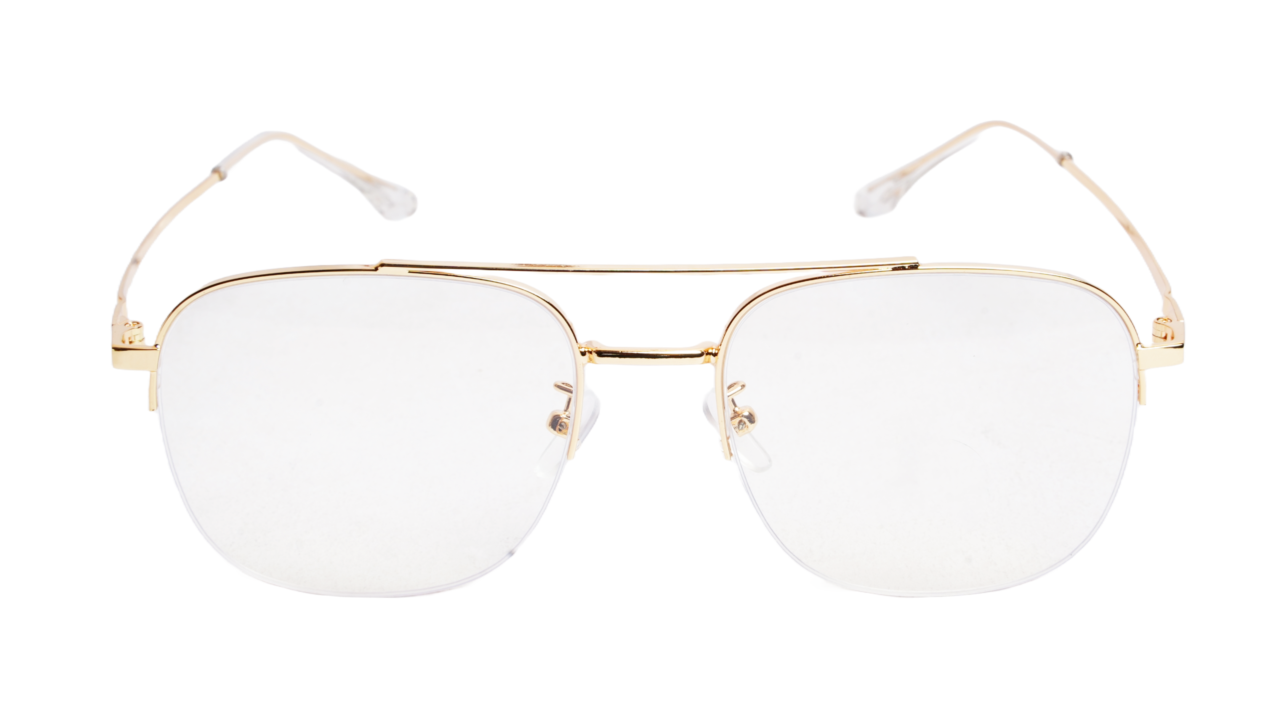 Soigné Unisex Half Rimmed Square Spectacle Frame.Gold-Large