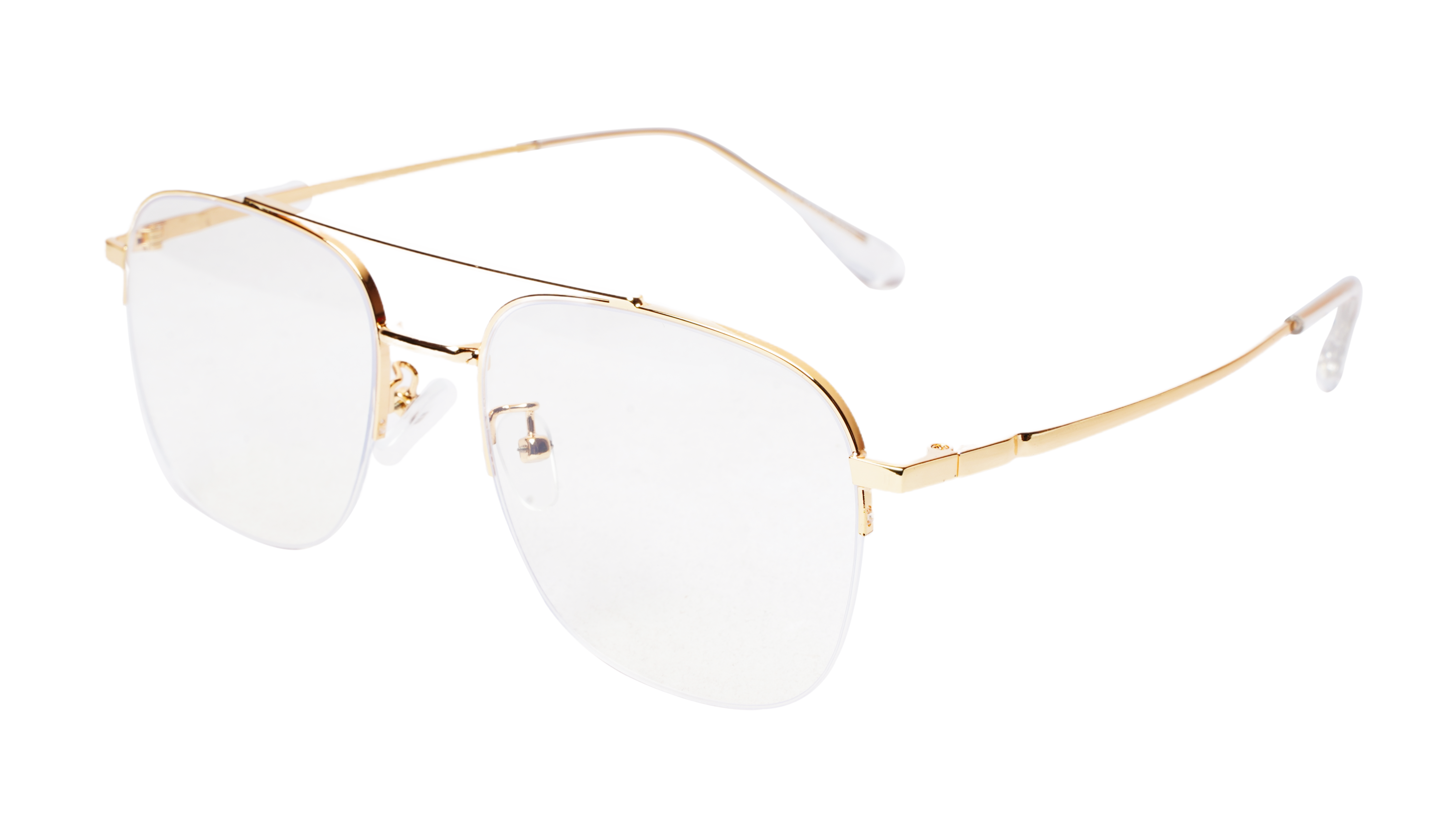 Soigné Unisex Half Rimmed Square Spectacle Frame.Gold-Large