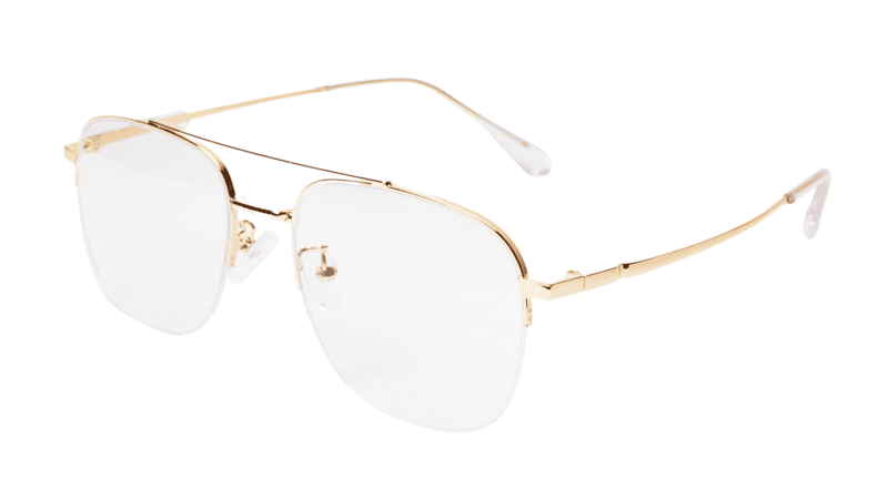 Soigné Unisex Half Rimmed Square Spectacle Frame.Gold-Large