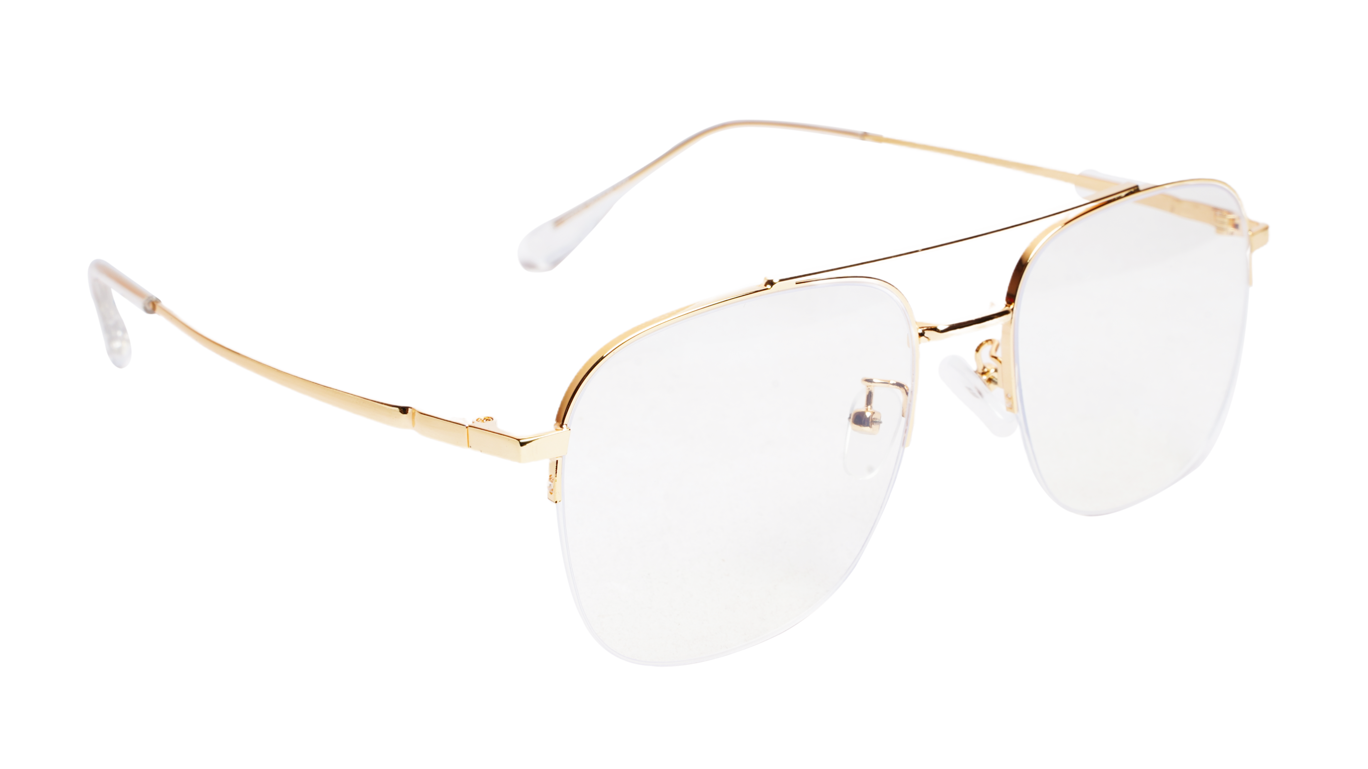 Soigné Unisex Half Rimmed Square Spectacle Frame.Gold-Large