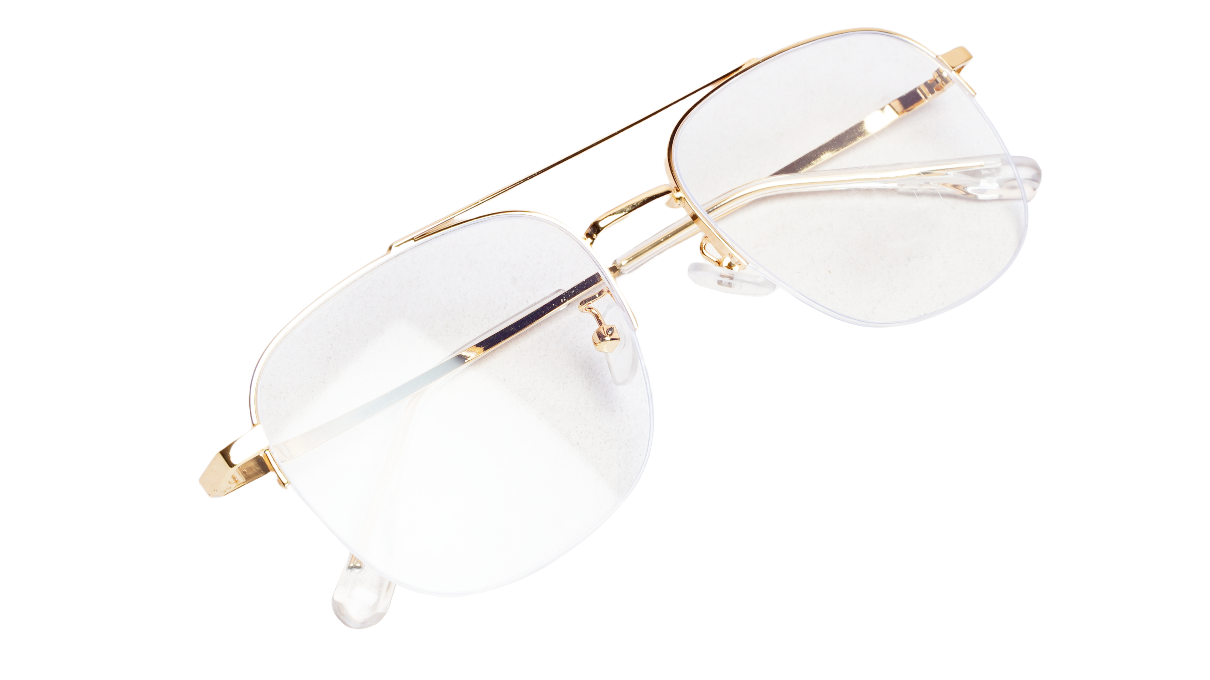 Soigné Unisex Half Rimmed Square Spectacle Frame.Gold-Large