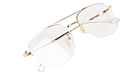 Soigné Unisex Half Rimmed Square Spectacle Frame.Gold-Large Soigné Unisex Half Rimmed Square Spectacle Frame.Gold-Large