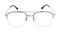 Soigné Unisex Half Rimmed Square Spectacle Frame.Gold&Black-Large Soigné Unisex Half Rimmed Square Spectacle Frame.Gold&Black-Large