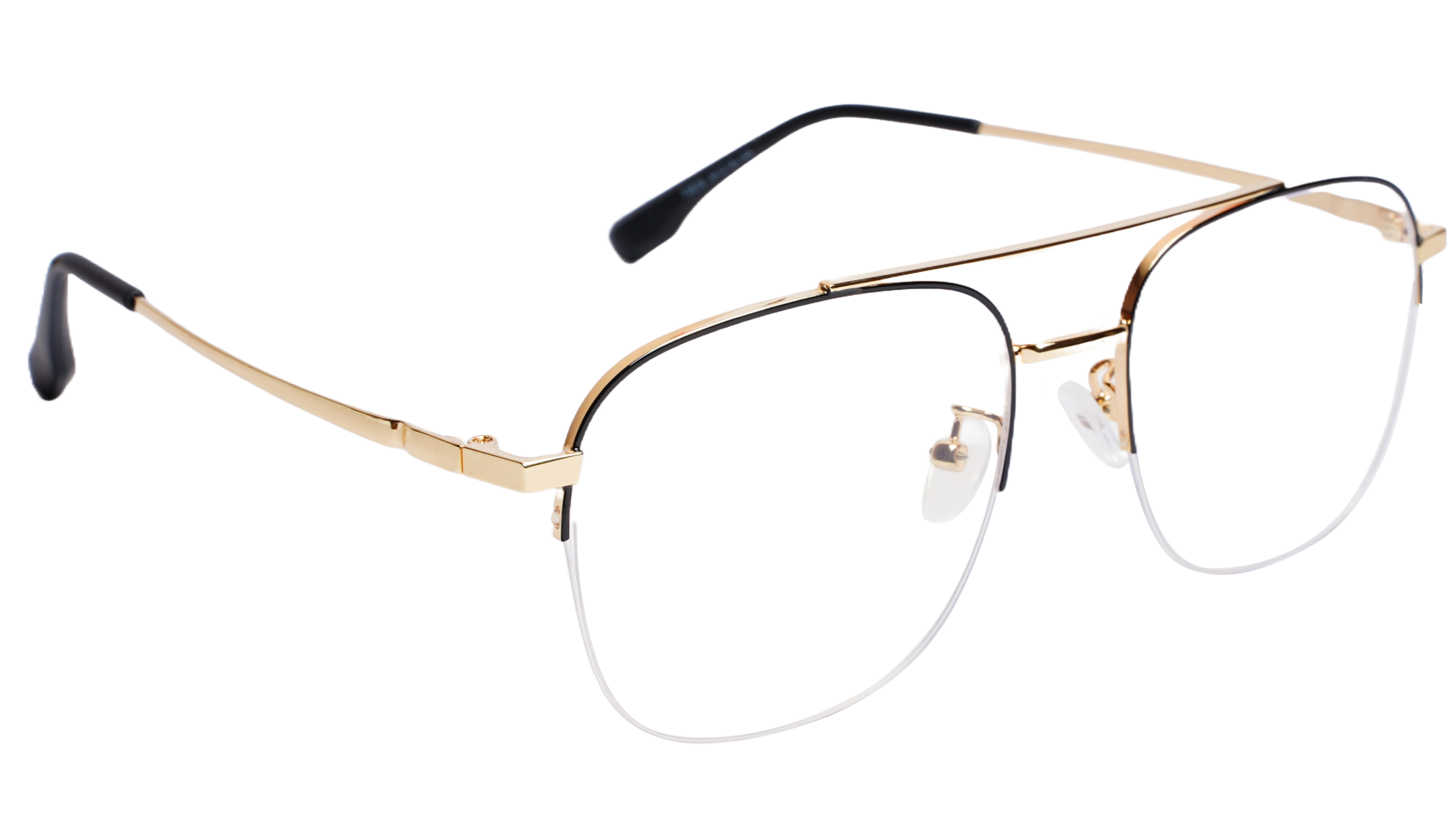 Soigné Unisex Half Rimmed Square Spectacle Frame.Gold&Black-Large
