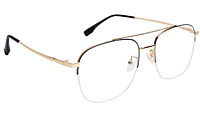 Soigné Unisex Half Rimmed Square Spectacle Frame.Gold&Black-Large Soigné Unisex Half Rimmed Square Spectacle Frame.Gold&Black-Large