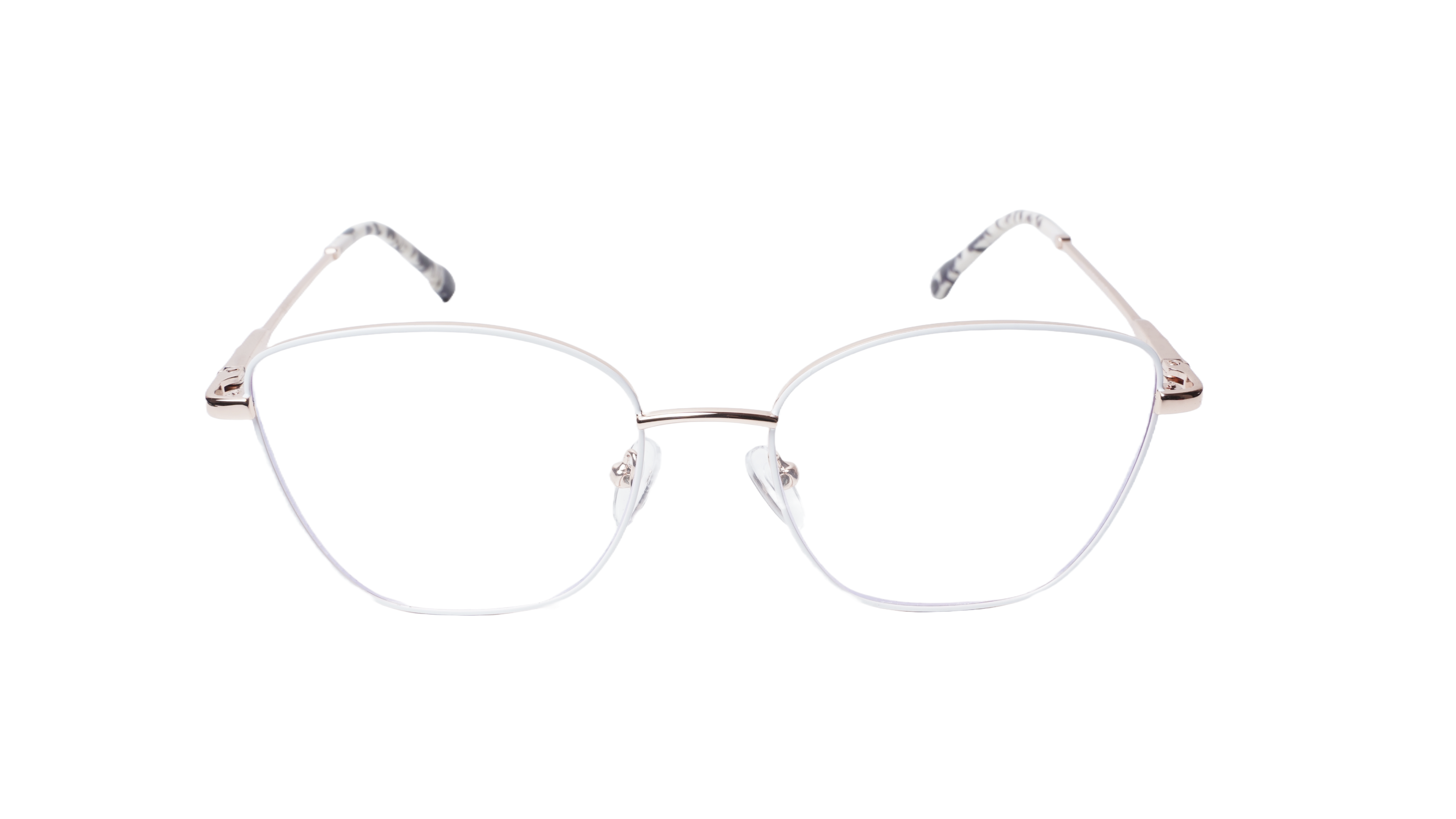 Soigné Female Medium Cat Eye Spectacle Frame.White&Golden Metal Frame