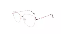 Soigné Female Medium Cat Eye Spectacle Frame.White&Golden Metal Frame
