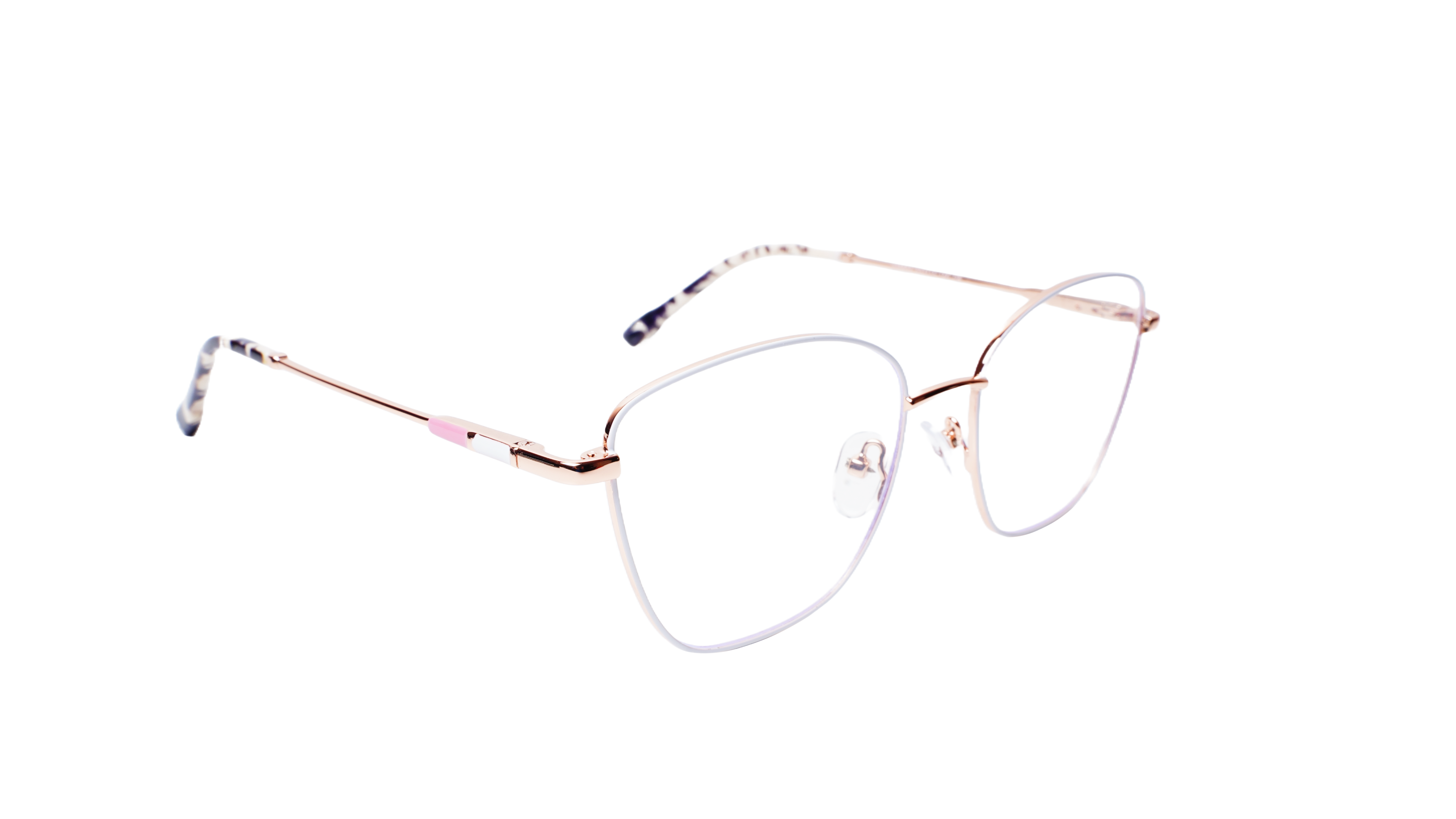 Soigné Female Medium Cat Eye Spectacle Frame.White&Golden Metal Frame