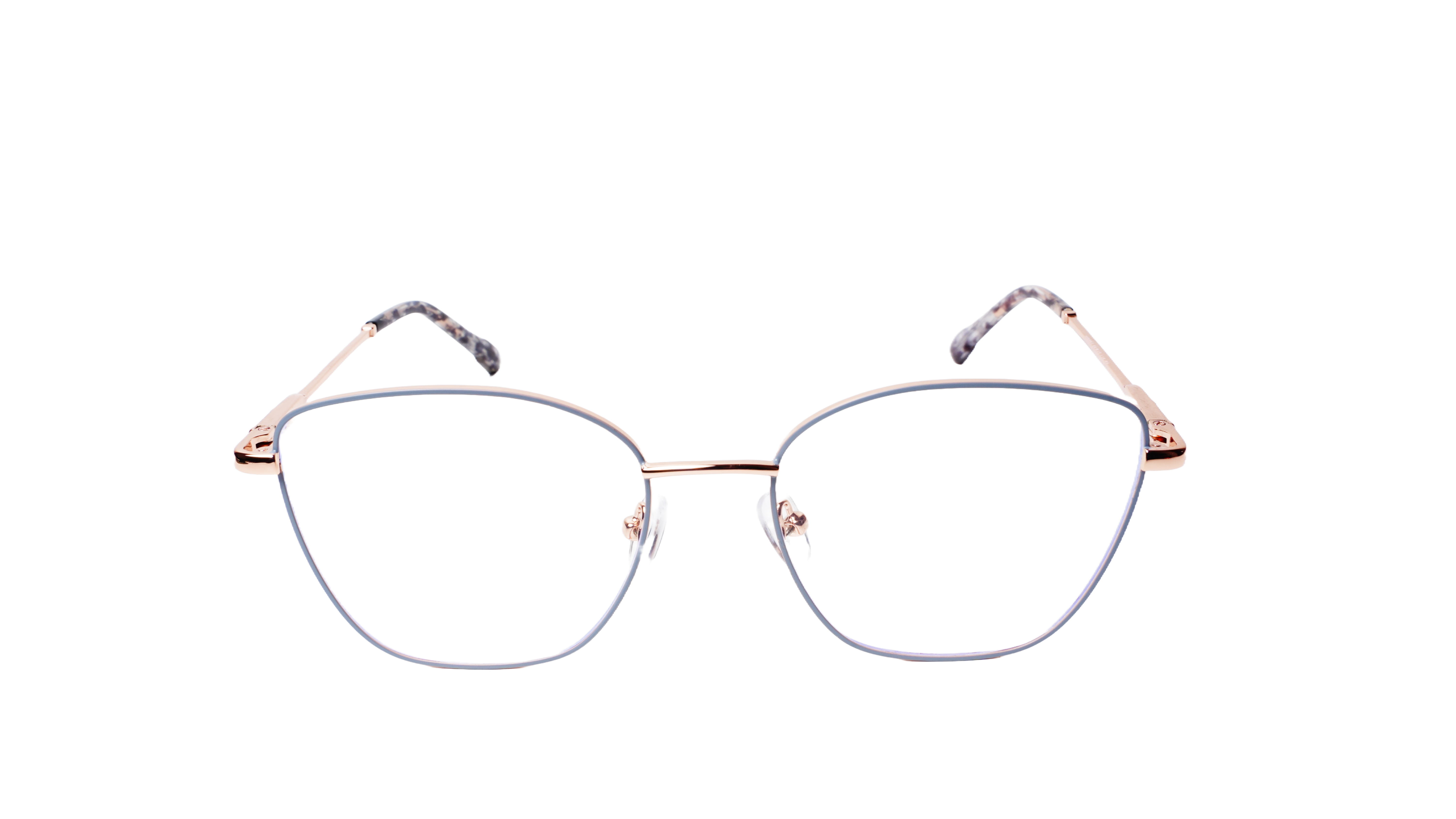 Soigné Female Medium Cat Eye Spectacle Frame.Black&Golden Metal Frame