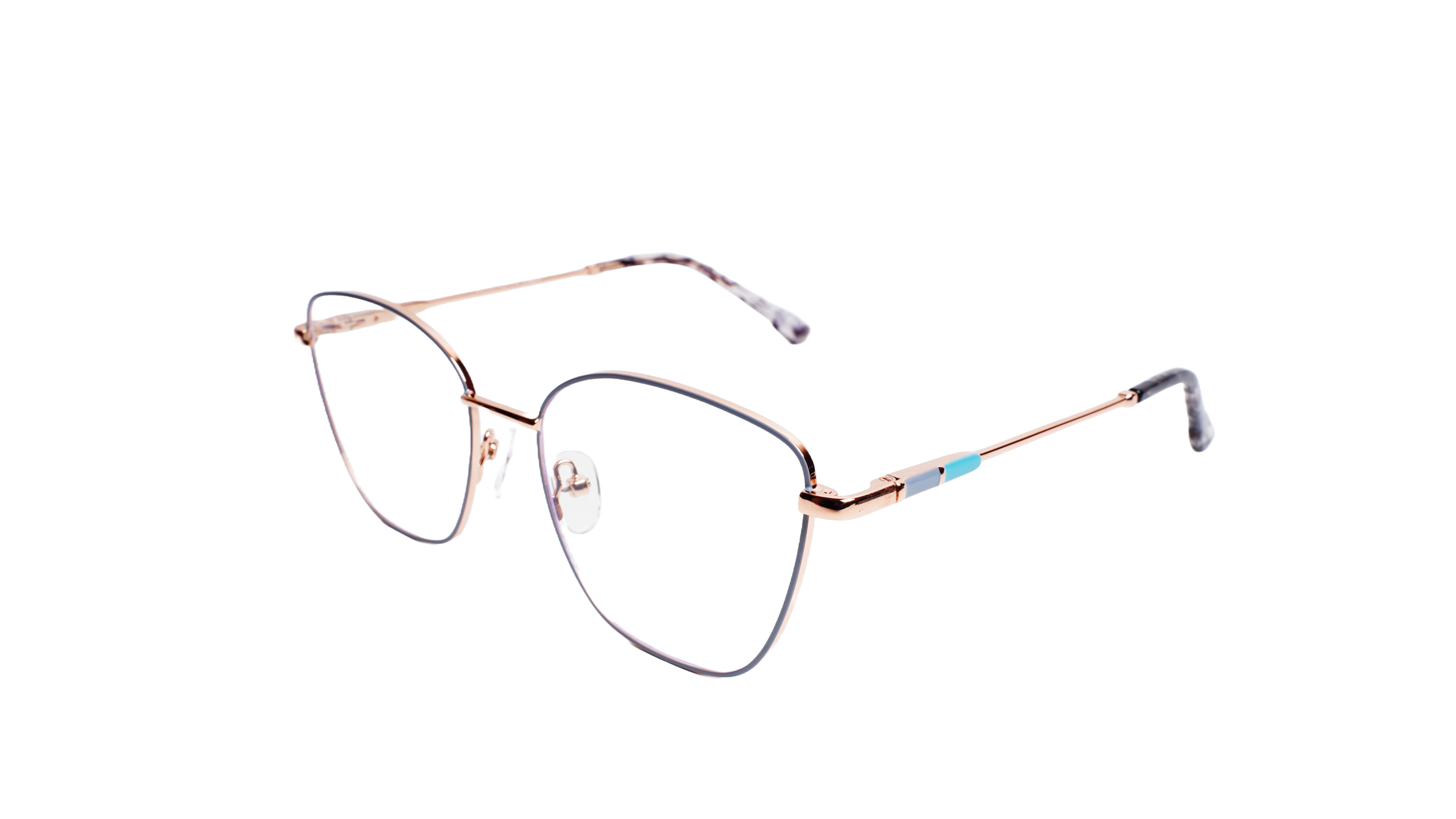 Soigné Female Medium Cat Eye Spectacle Frame.Black&Golden Metal Frame