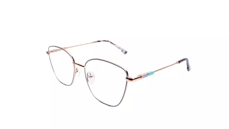 Soigné Female Medium Cat Eye Spectacle Frame.Black&Golden Metal Frame