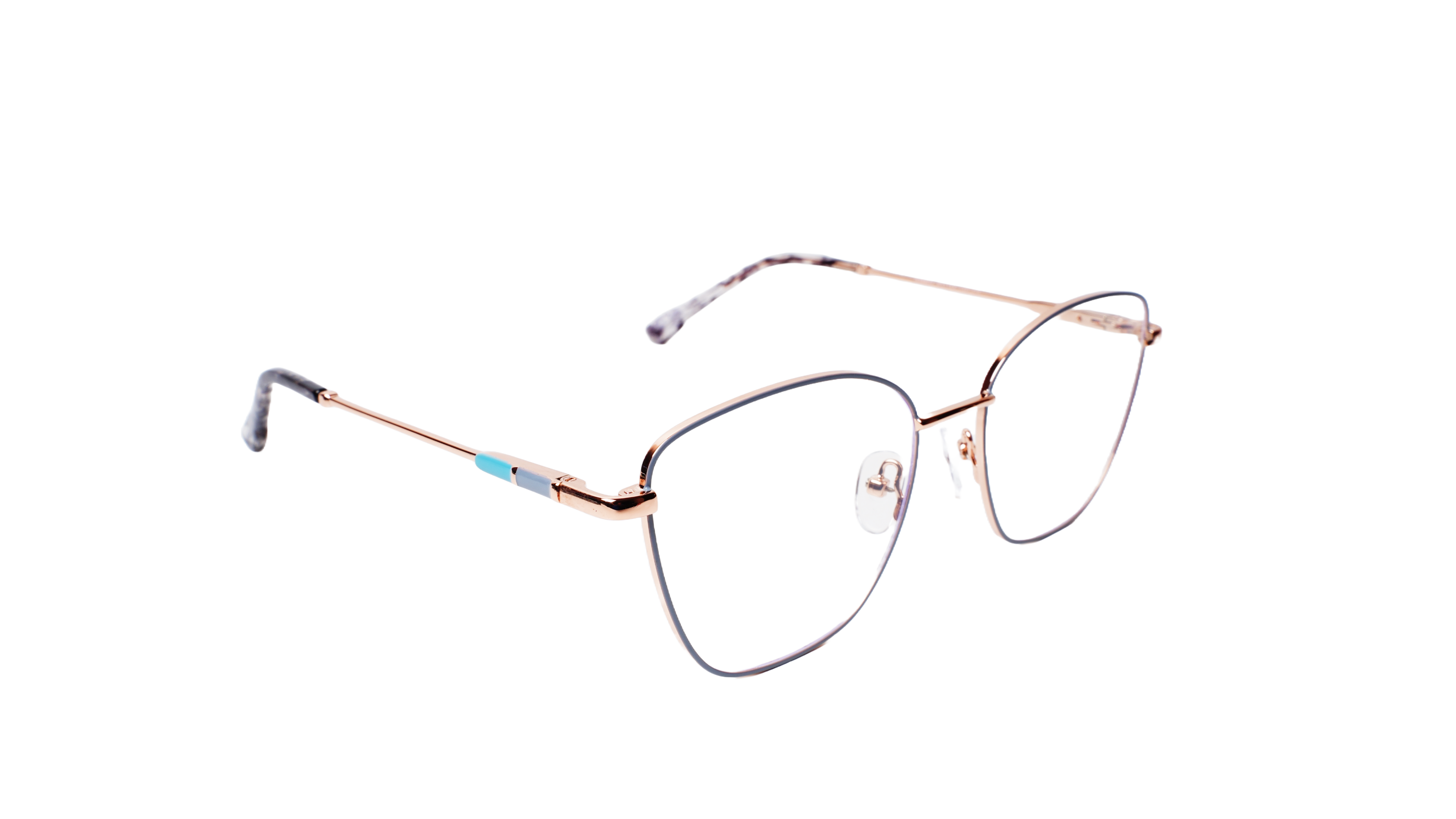 Soigné Female Medium Cat Eye Spectacle Frame.Black&Golden Metal Frame
