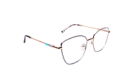 Soigné Female Medium Cat Eye Spectacle Frame.Black&Golden Metal Frame