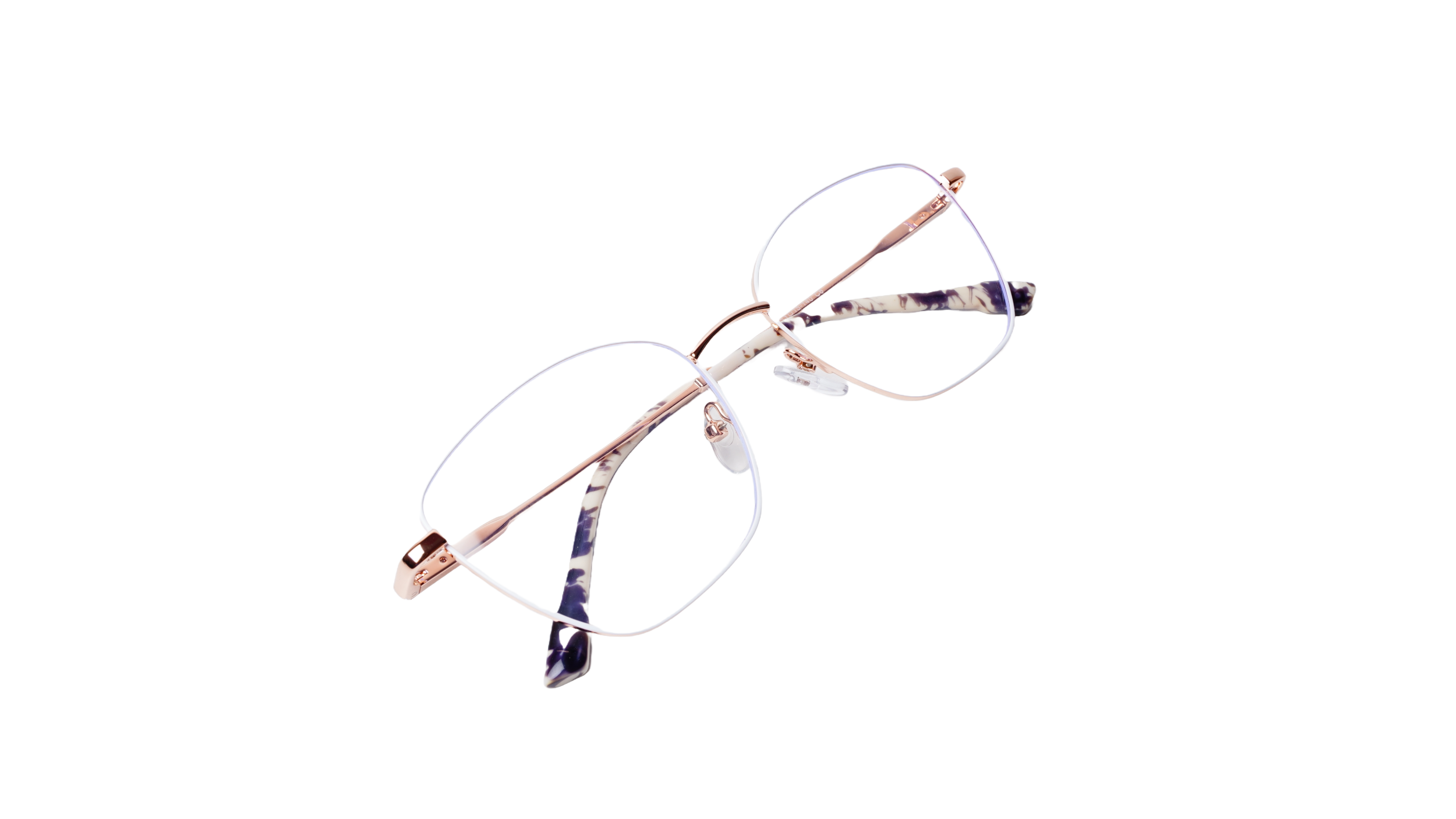 Soigné Female Medium Cat Eye Spectacle Frame.White&Golden Metal Frame