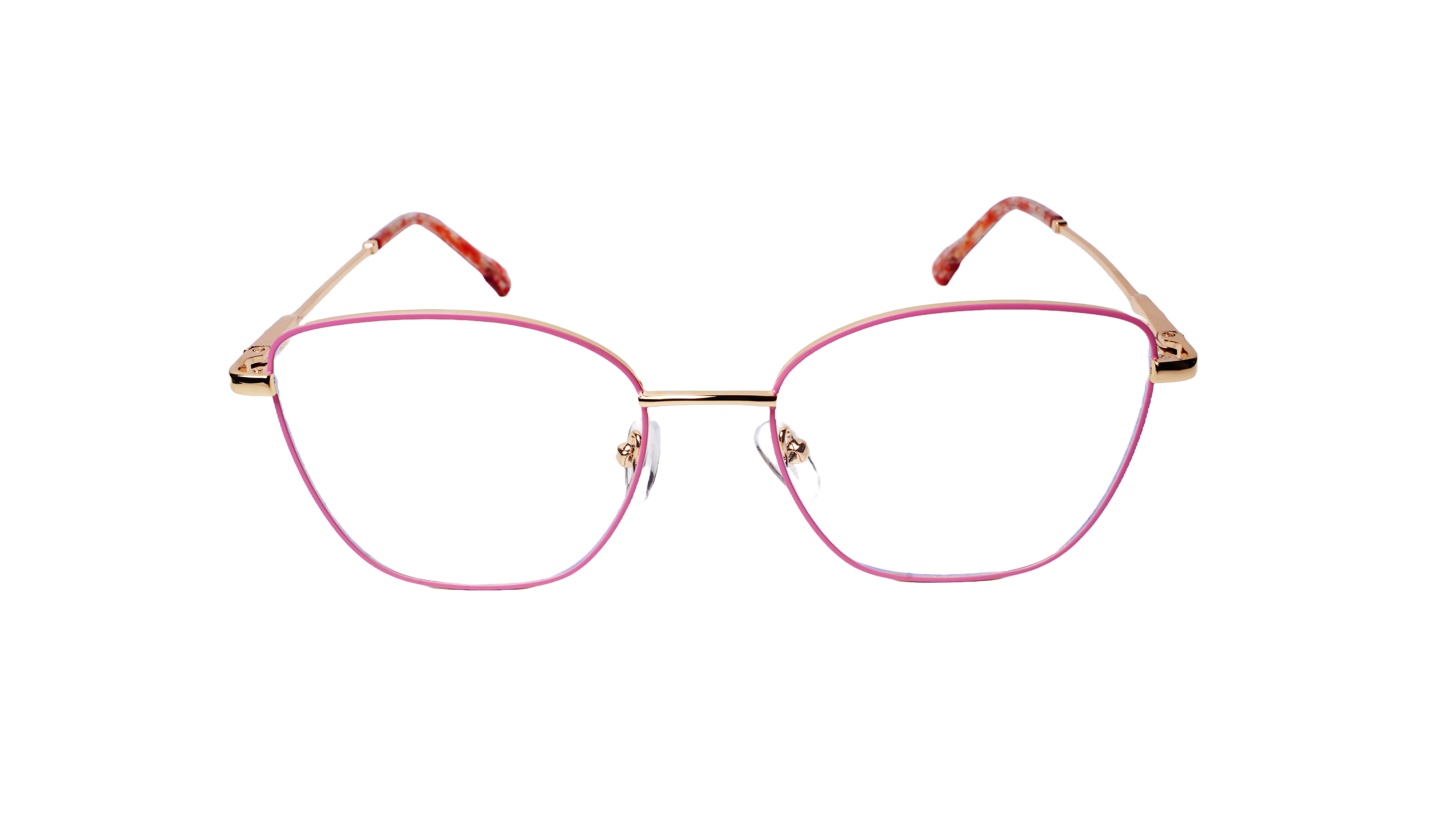 Soigné Female Medium Cat Eye Spectacle Frame.Pink&Golden Metal Frame