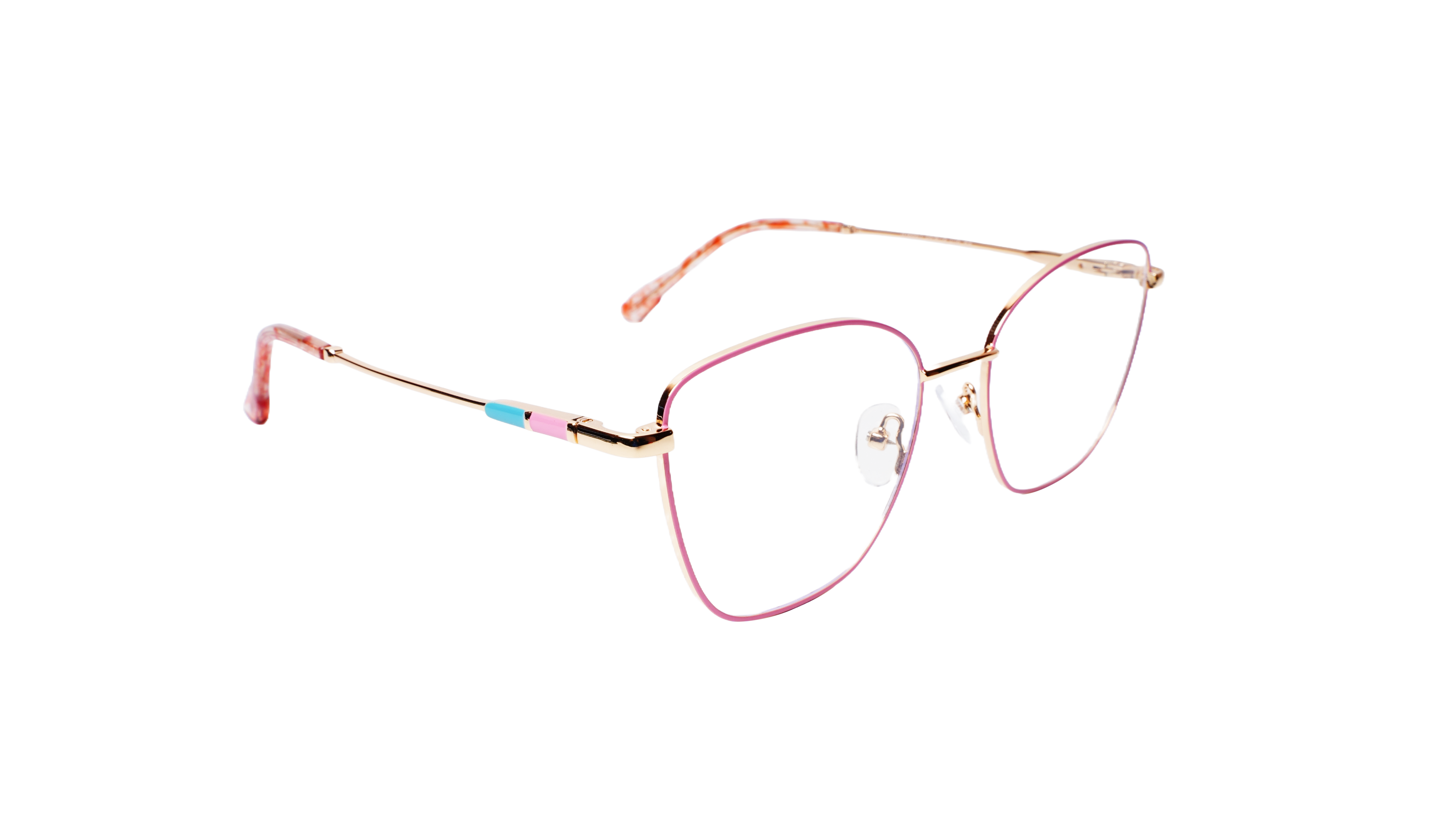 Soigné Female Medium Cat Eye Spectacle Frame.Pink&Golden Metal Frame