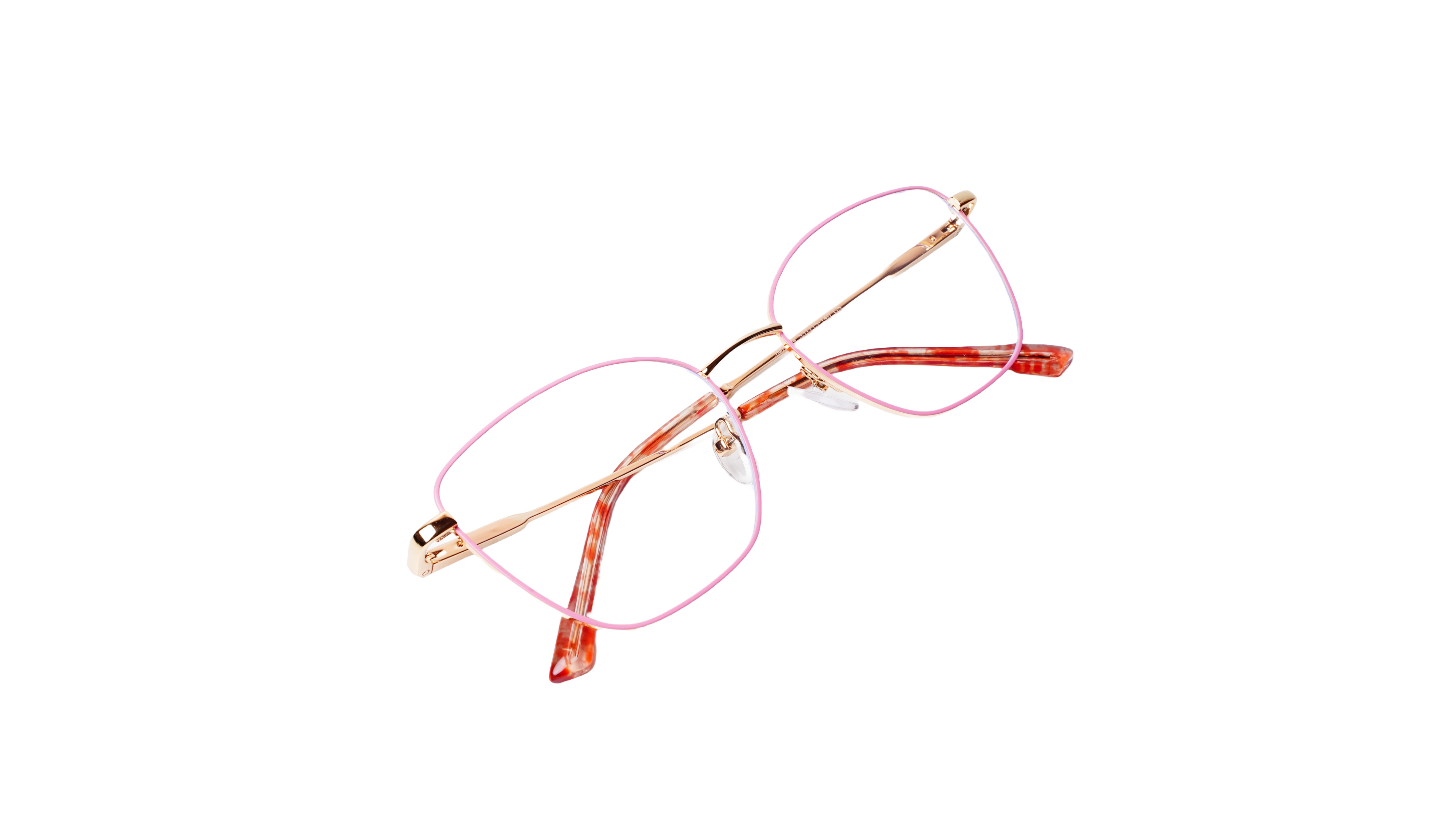 Soigné Female Medium Cat Eye Spectacle Frame.Pink&Golden Metal Frame