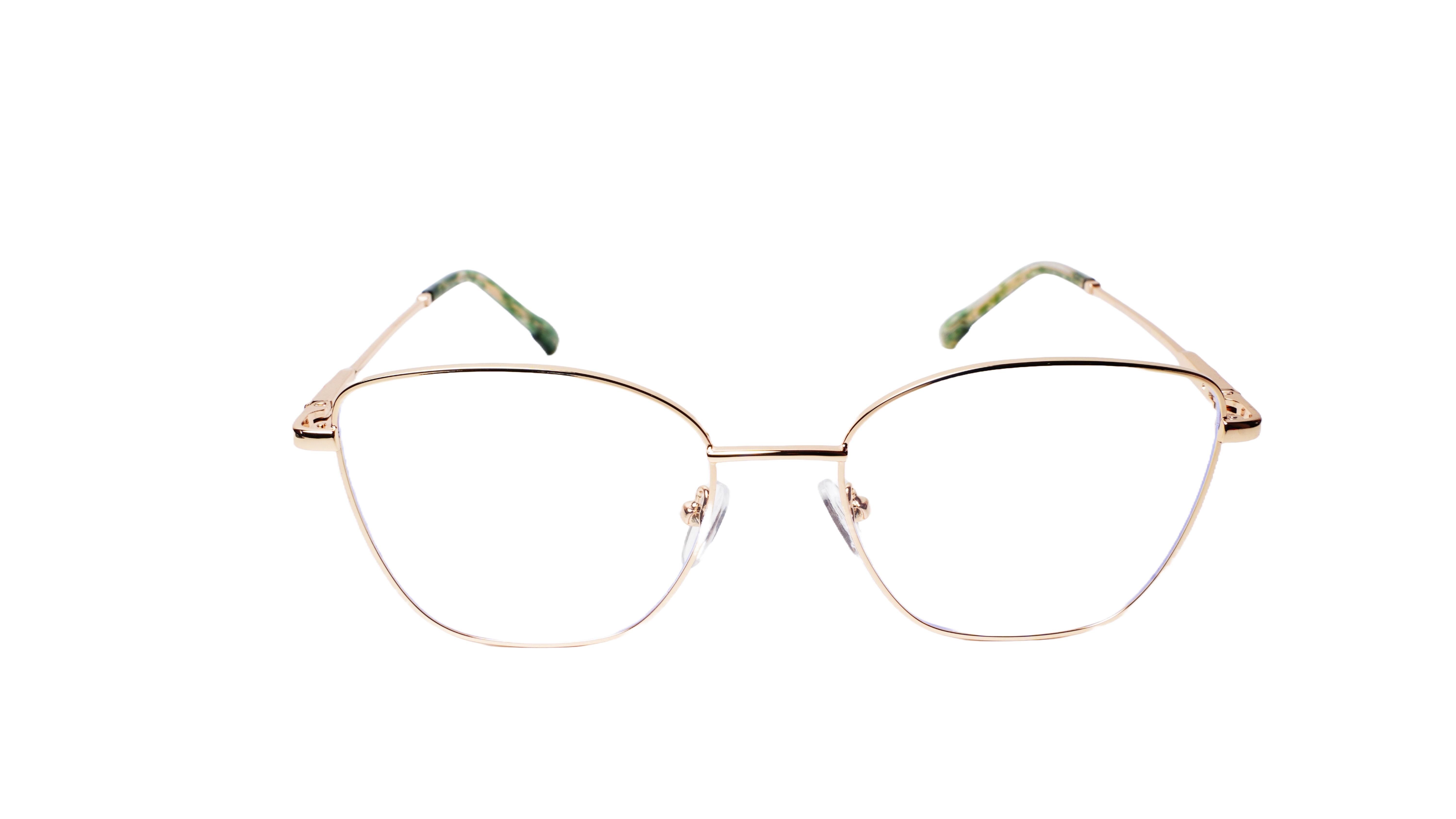 Soigné Female Medium Cat Eye Spectacle Frame.Golden Metal Frame